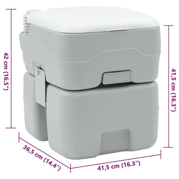 Tragbare Toilette in Grau & Weiß aus Kunststoff - 20 L