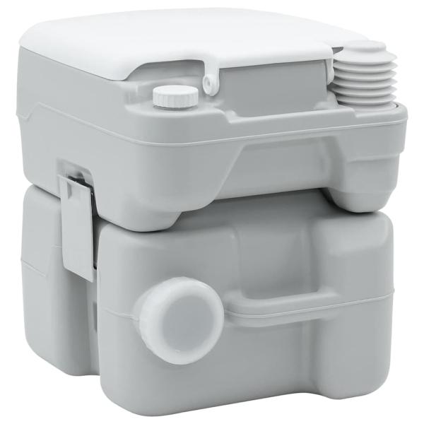 Tragbare Toilette in Grau & Weiß aus Kunststoff - 20 L
