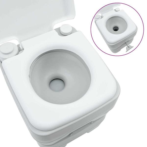 Tragbare Toilette in Grau & Weiß aus Kunststoff - 20 L