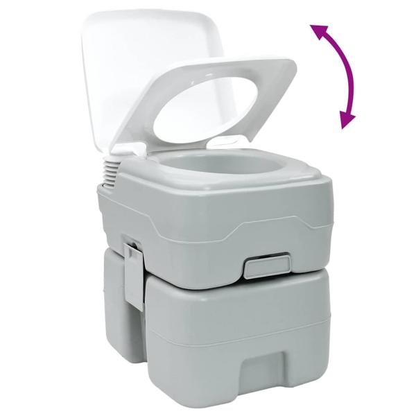 Tragbare Toilette in Grau & Weiß aus Kunststoff - 20 L