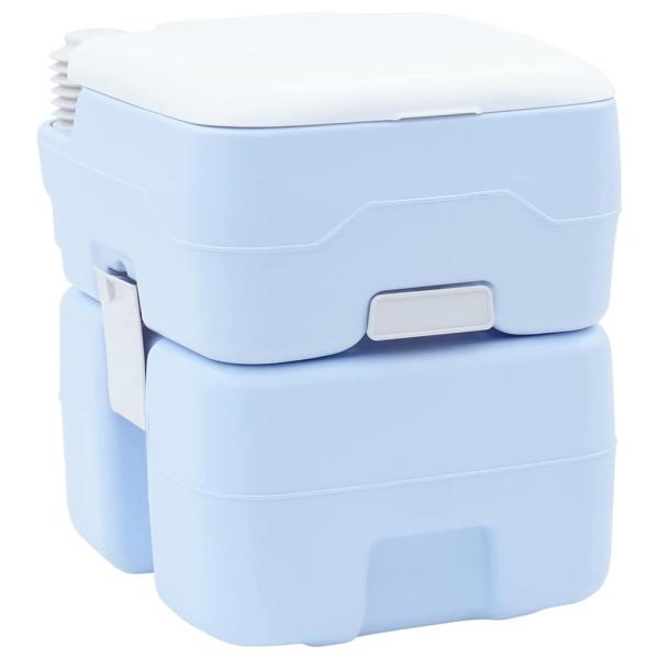 ARDEBO.de - Portable Toilette Blau & Weiß aus Kunststoff 20 L