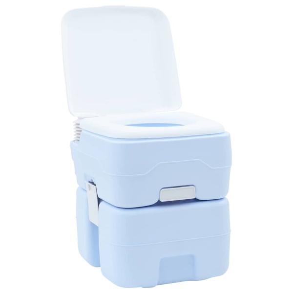 Portable Toilette Blau & Weiß aus Kunststoff 20 L