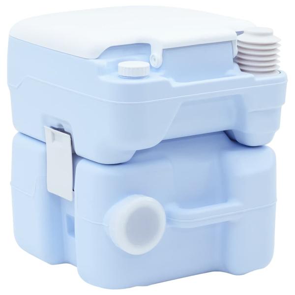 Portable Toilette Blau & Weiß aus Kunststoff 20 L
