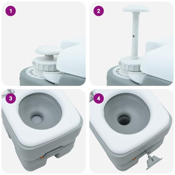 Campingtoilette Tragbar Grau 10L Frischwasser 20L Abwassertank