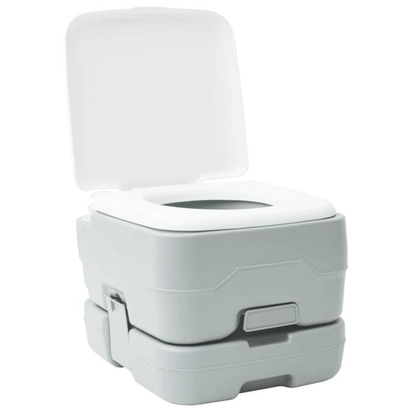 Tragbare Camping-Toilette Grau mit 10L Frischwassertank und 10L Abwassertank