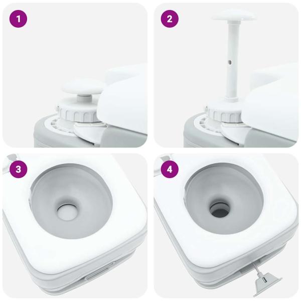 Tragbare Camping-Toilette Grau mit 10L Frischwassertank und 10L Abwassertank