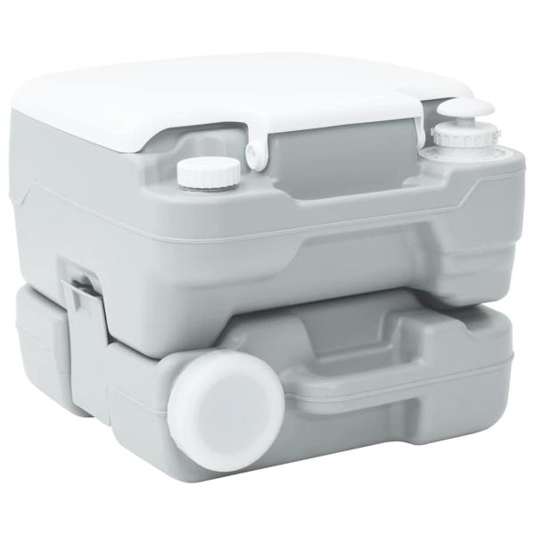 Tragbare Camping-Toilette Grau mit 10L Frischwassertank und 10L Abwassertank