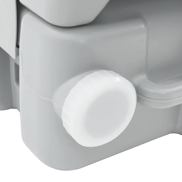 Tragbare Camping-Toilette Grau mit 10L Frischwassertank und 10L Abwassertank