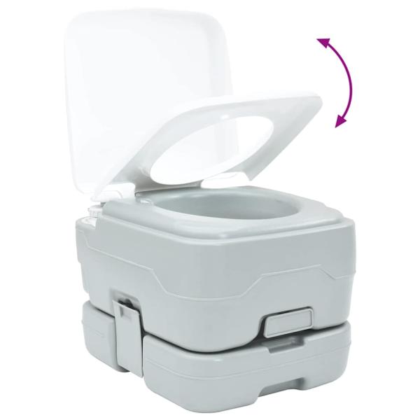Tragbare Camping-Toilette Grau mit 10L Frischwassertank und 10L Abwassertank