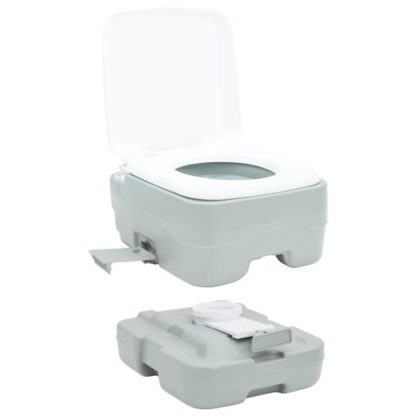 Tragbare Camping-Toilette Grau mit 10L Frischwassertank und 10L Abwassertank