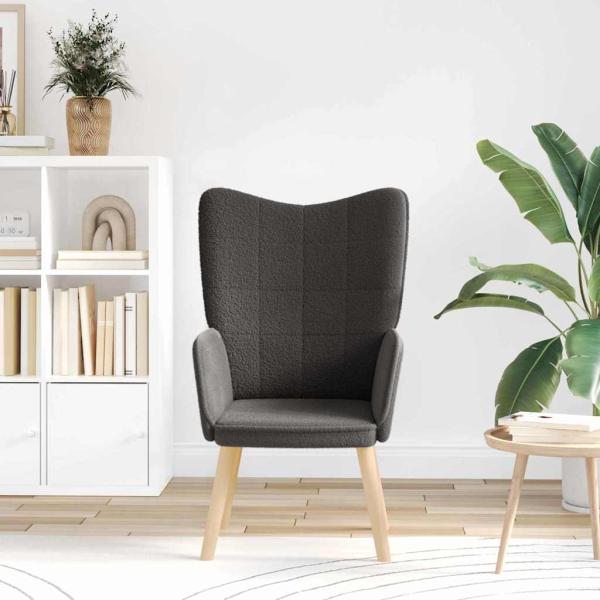 Entspannungsstuhl Dunkelgrau Curly Wollähnliches Gewebe