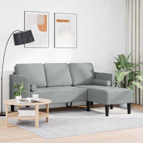 3-Sitzer Sofa L-förmig Hellgrau 160 cm Stoff