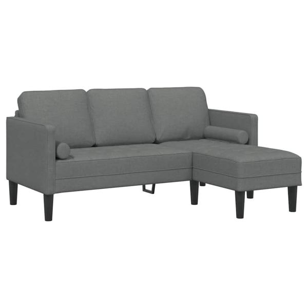3-Sitzer L-förmiges Sofa Dunkelgrau 160 cm Stoff