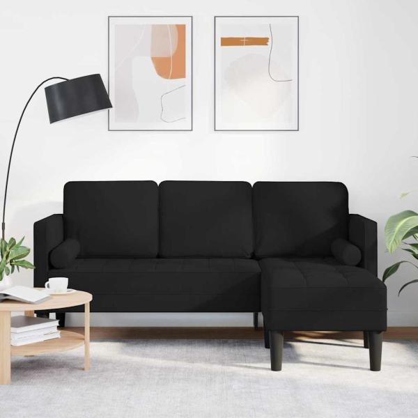 ARDEBO.de - 3-Sitzer L-förmiges Sofa Schwarz 160 cm Stoff