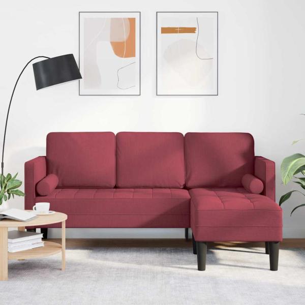 ARDEBO.de - 3-Sitzer L-förmiges Sofa Weinrot 160 cm Stoff