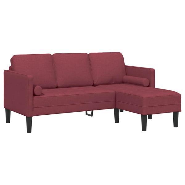 3-Sitzer L-förmiges Sofa Weinrot 160 cm Stoff