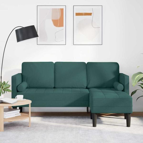 ARDEBO.de - 3-Sitzer Sofa L-Form Dunkelgrün 160 cm Stoff