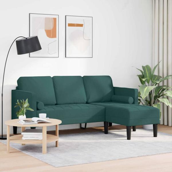 3-Sitzer Sofa L-Form Dunkelgrün 160 cm Stoff
