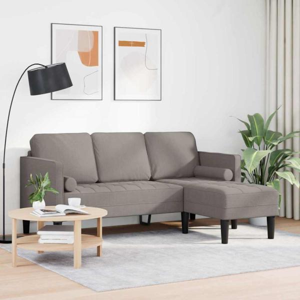 3-Sitzer Sofa L-Form Taupe 160 cm Stoff