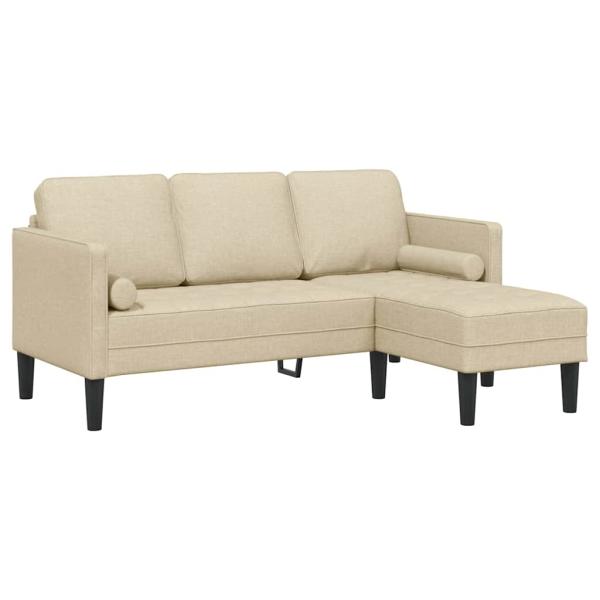 3-Sitzer L-förmiges Sofa Creme 160 cm Stoff