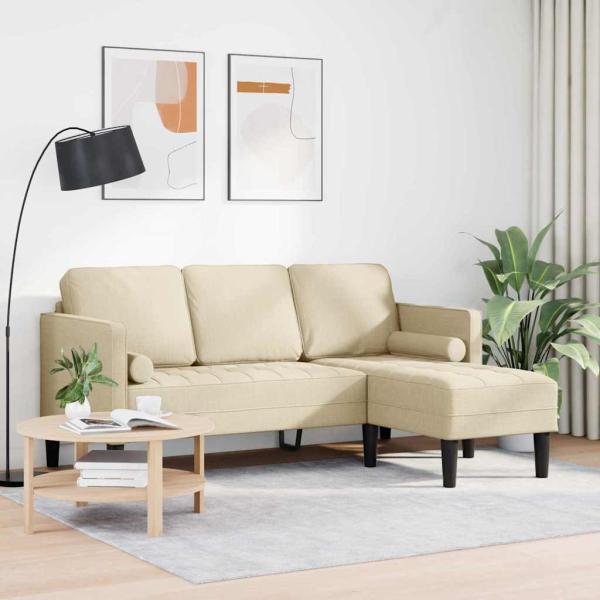 3-Sitzer L-förmiges Sofa Creme 160 cm Stoff
