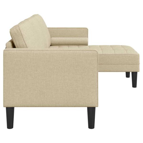 3-Sitzer L-förmiges Sofa Creme 160 cm Stoff