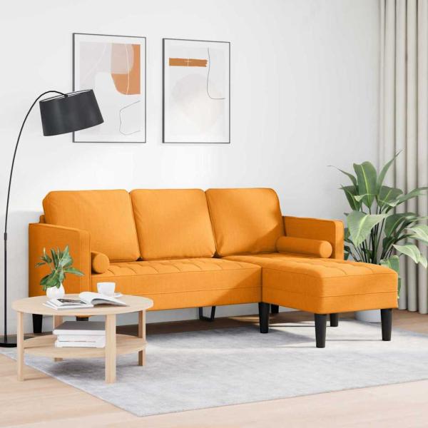 3-Sitzer L-förmiges Sofa Dunkelgelb 160 cm Stoff