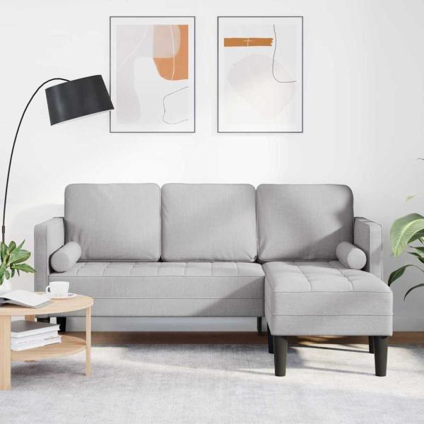 ARDEBO.de - 3-Sitzer L-förmiges Sofa Wolken Grau 160 cm Stoff