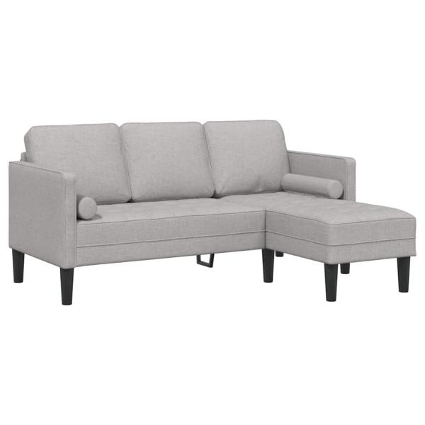 3-Sitzer L-förmiges Sofa Wolken Grau 160 cm Stoff