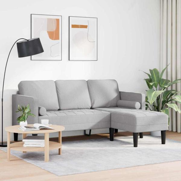 3-Sitzer L-förmiges Sofa Wolken Grau 160 cm Stoff