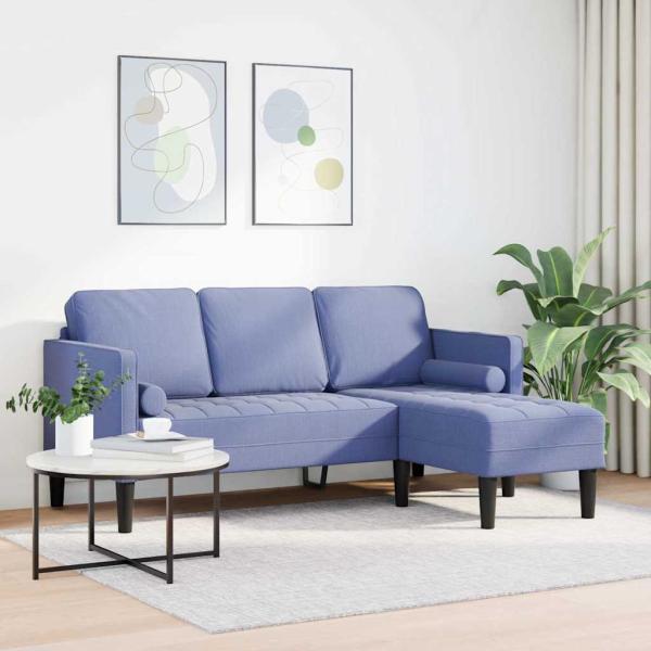3-Sitzer L-förmiges Sofa Jeans Blau 160 cm Stoff