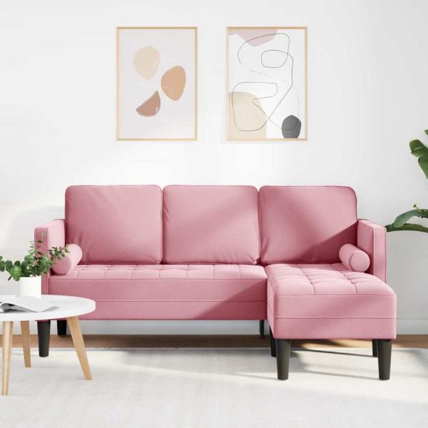 ARDEBO.de - Staubiges Rosa Polyesterstoff mit Schaumstoff und Holzbeinen Groß