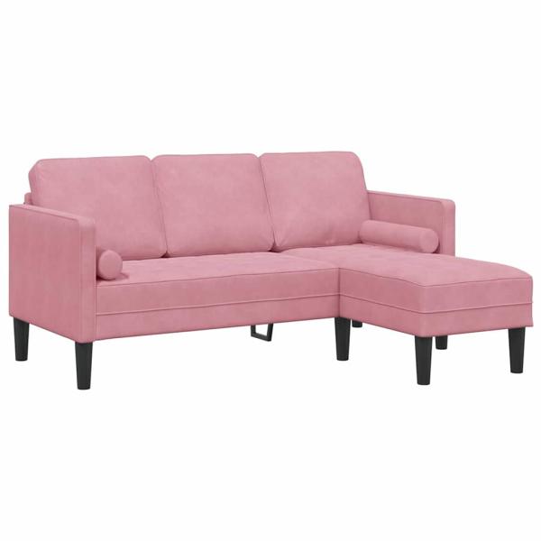 Staubiges Rosa Polyesterstoff mit Schaumstoff und Holzbeinen Groß