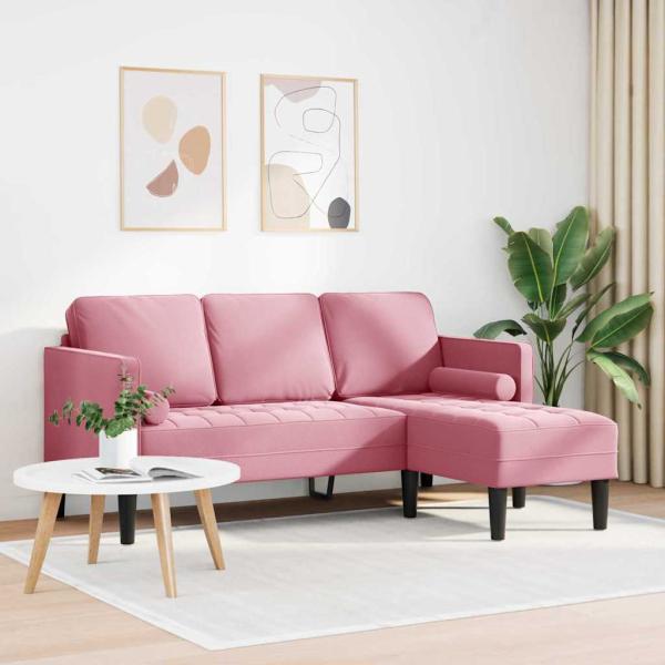 Staubiges Rosa Polyesterstoff mit Schaumstoff und Holzbeinen Groß