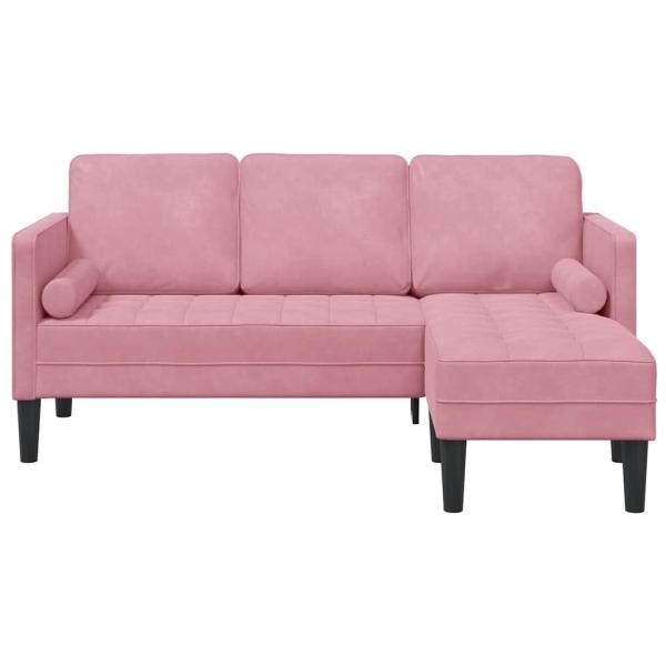 Staubiges Rosa Polyesterstoff mit Schaumstoff und Holzbeinen Groß