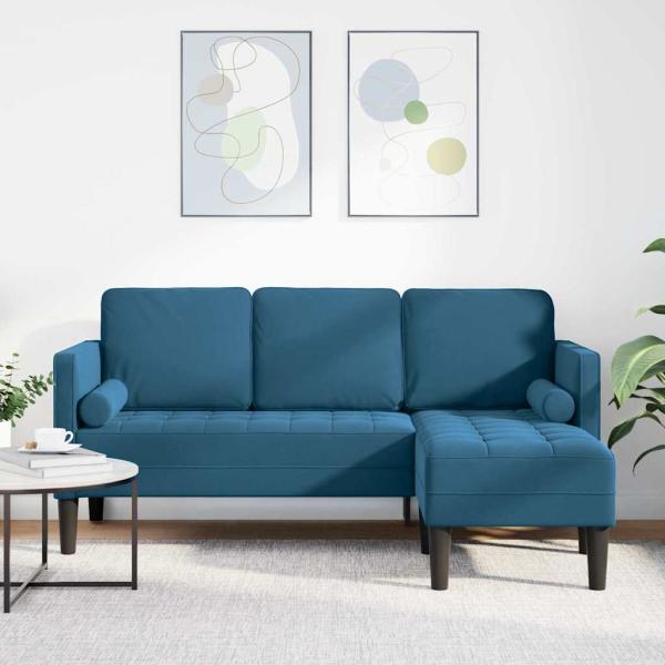 ARDEBO.de - Sofas Blau Stoff, Holz Groß Abnehmbare Bezüge Rechtwinklig