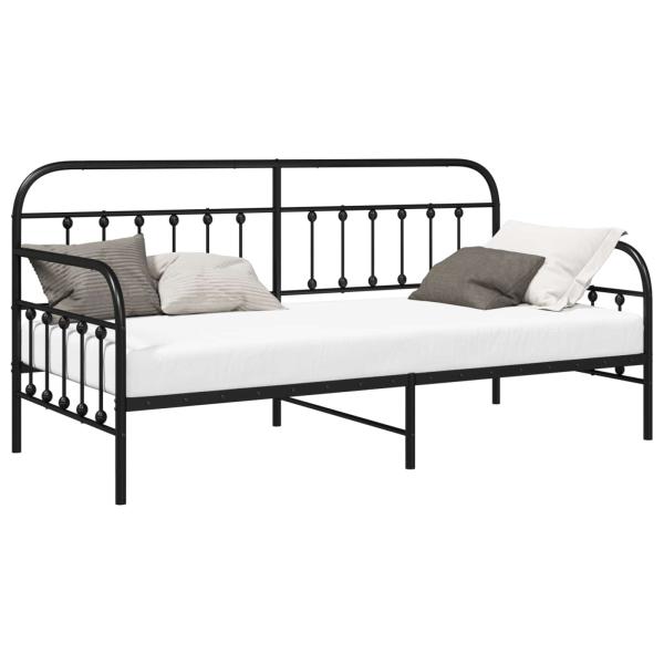 ARDEBO.de - Tagesbettgestell Schwarz 90x190 cm Stahl