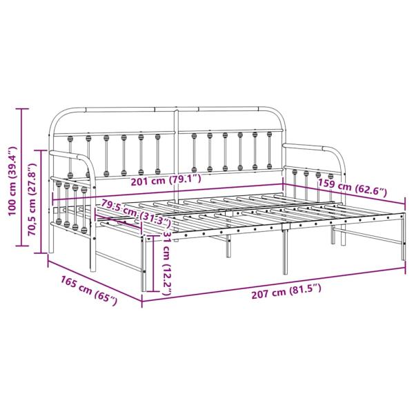 Tagesbettgestell mit Schublade Schwarz 80x200 cm Stahl