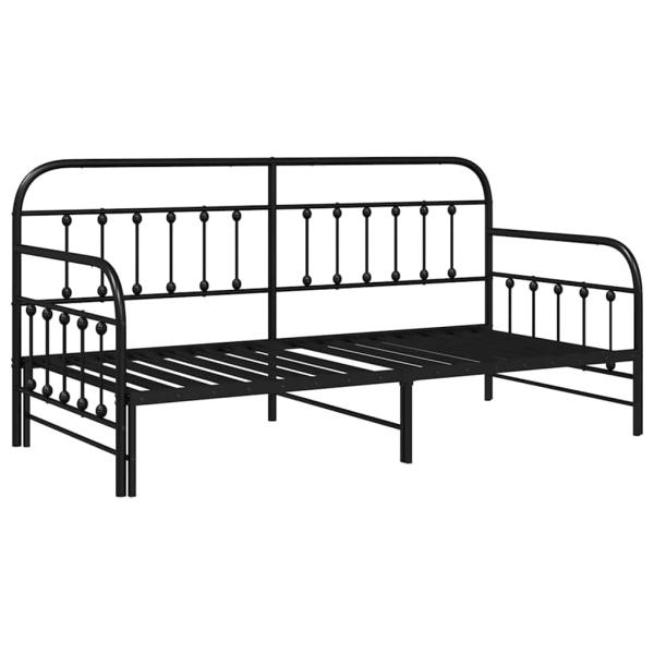 Tagesbettgestell mit Ausziehbett Schwarz 100x190 cm Stahl