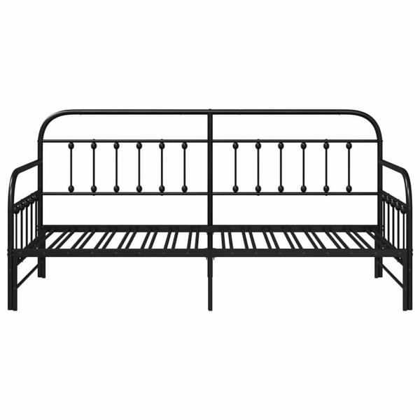 Tagesbettgestell mit Ausziehbett Schwarz 100x190 cm Stahl