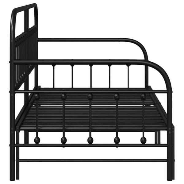 Tagesbettgestell mit Ausziehbett Schwarz 100x190 cm Stahl