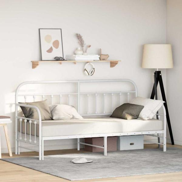 ARDEBO.de - Tagesbettgestell mit Unterbett Weiß 75x190 cm Stahl