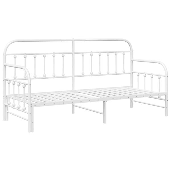 Tagesbettgestell mit Unterbett Weiß 75x190 cm Stahl