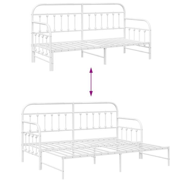 Tagesbettgestell mit Unterbett Weiß 75x190 cm Stahl