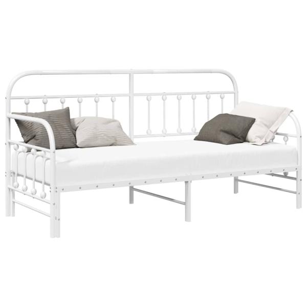 Tagesbettgestell mit Unterbett Weiß 75x190 cm Stahl