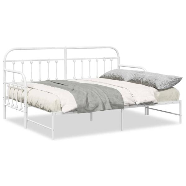 Tagesbettgestell mit Unterbett Weiß 75x190 cm Stahl