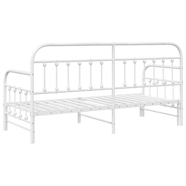 Tagesbettgestell mit Unterbett Weiß 75x190 cm Stahl