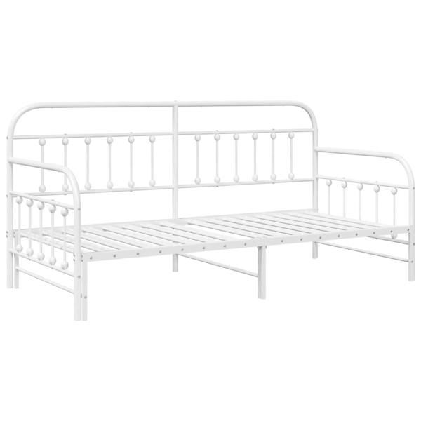 Tagesbettgestell mit Ausziehbett Weiß 100x190 cm Stahl