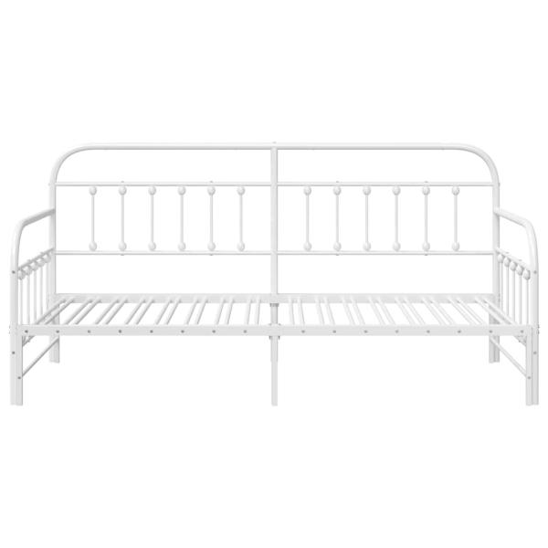 Tagesbettgestell mit Ausziehbett Weiß 100x190 cm Stahl