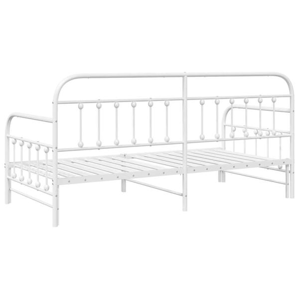 Tagesbettgestell mit Ausziehbett Weiß 100x190 cm Stahl